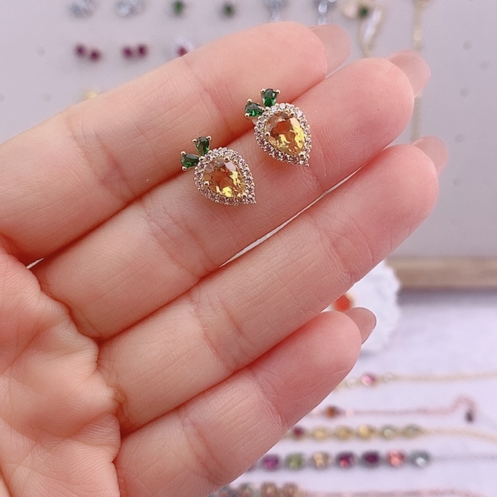 水晶耳饰银S925镶嵌耳饰