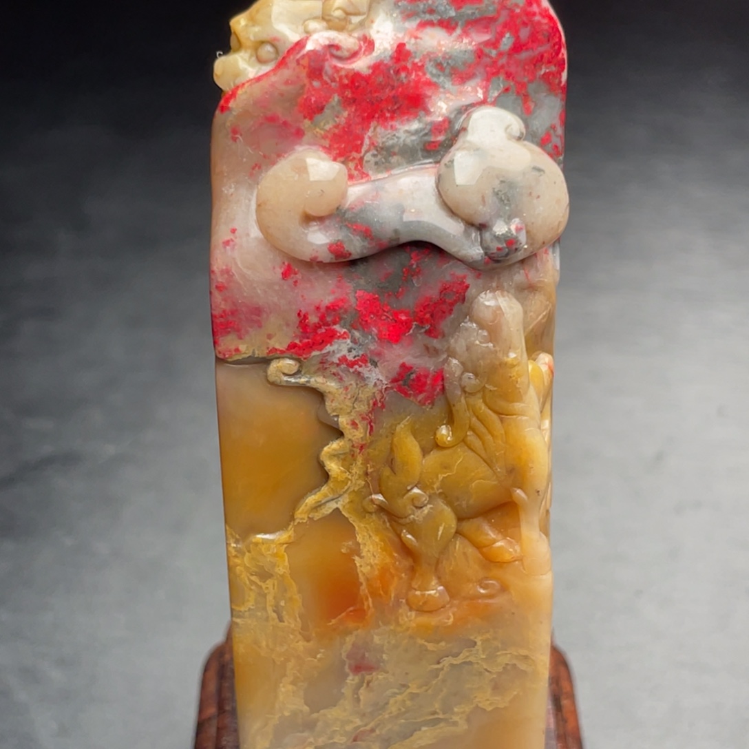 昌化鸡血石昌化鸡血石手把件印章摆件