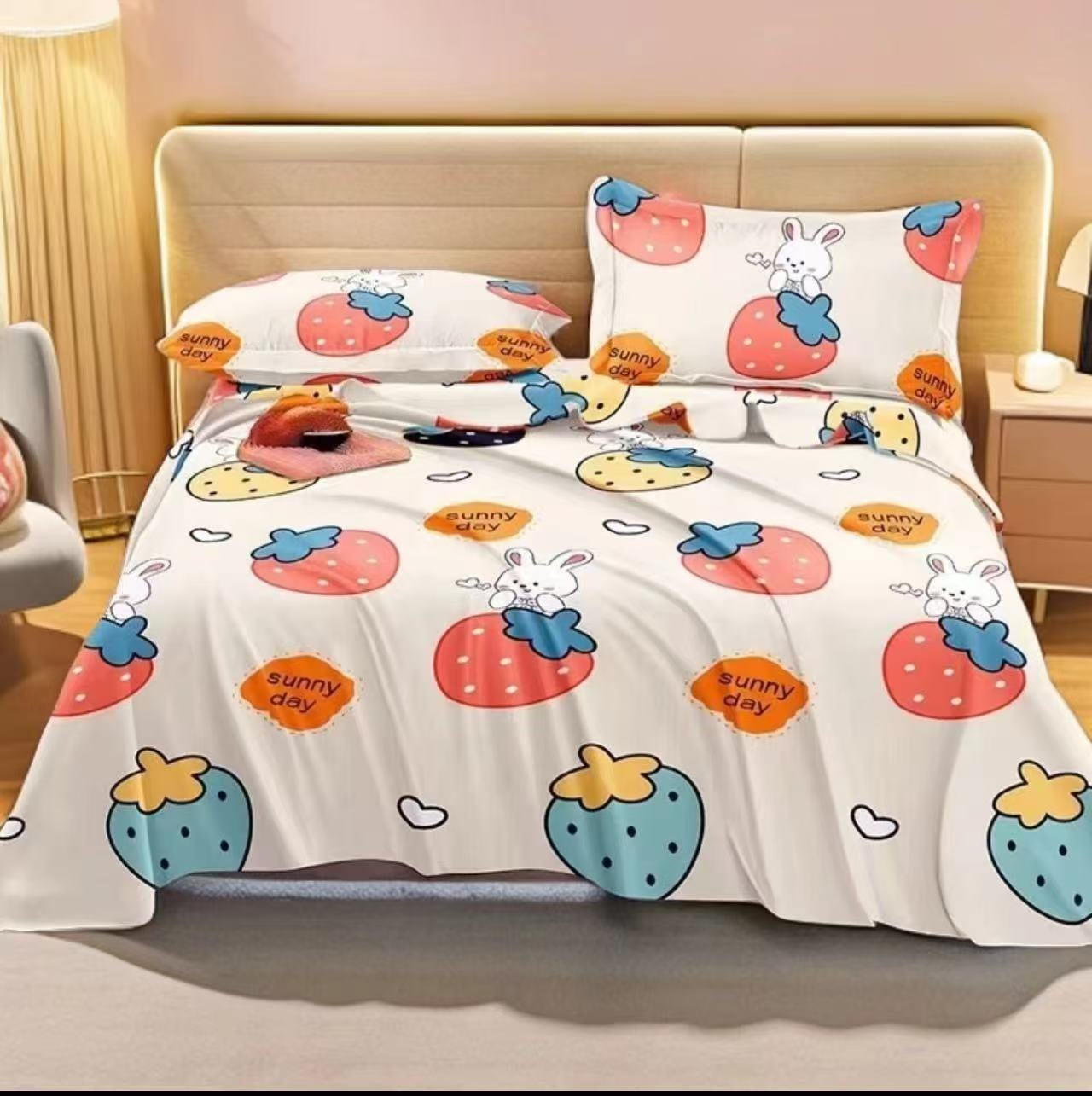 Y单人床单【优雅兔】尺寸1.5x2.3米不起球透气柔软亲肤加厚斜纹面料