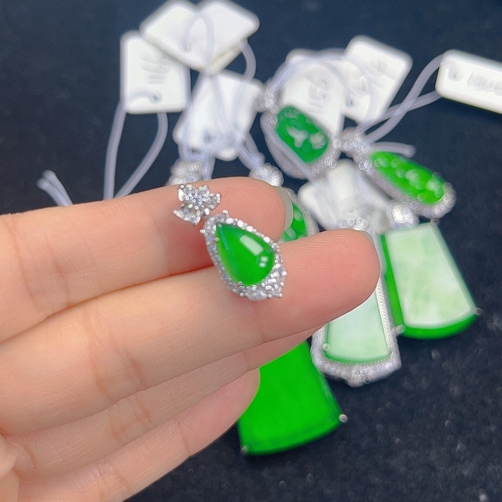 翡翠银S925镶嵌吊坠(不含链)