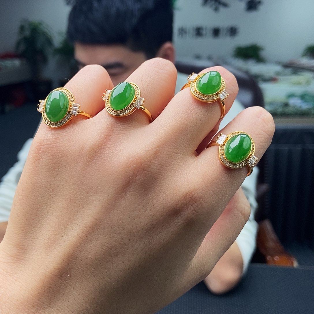 和田玉银S925镶嵌戒指颜色多样性发拍一发一