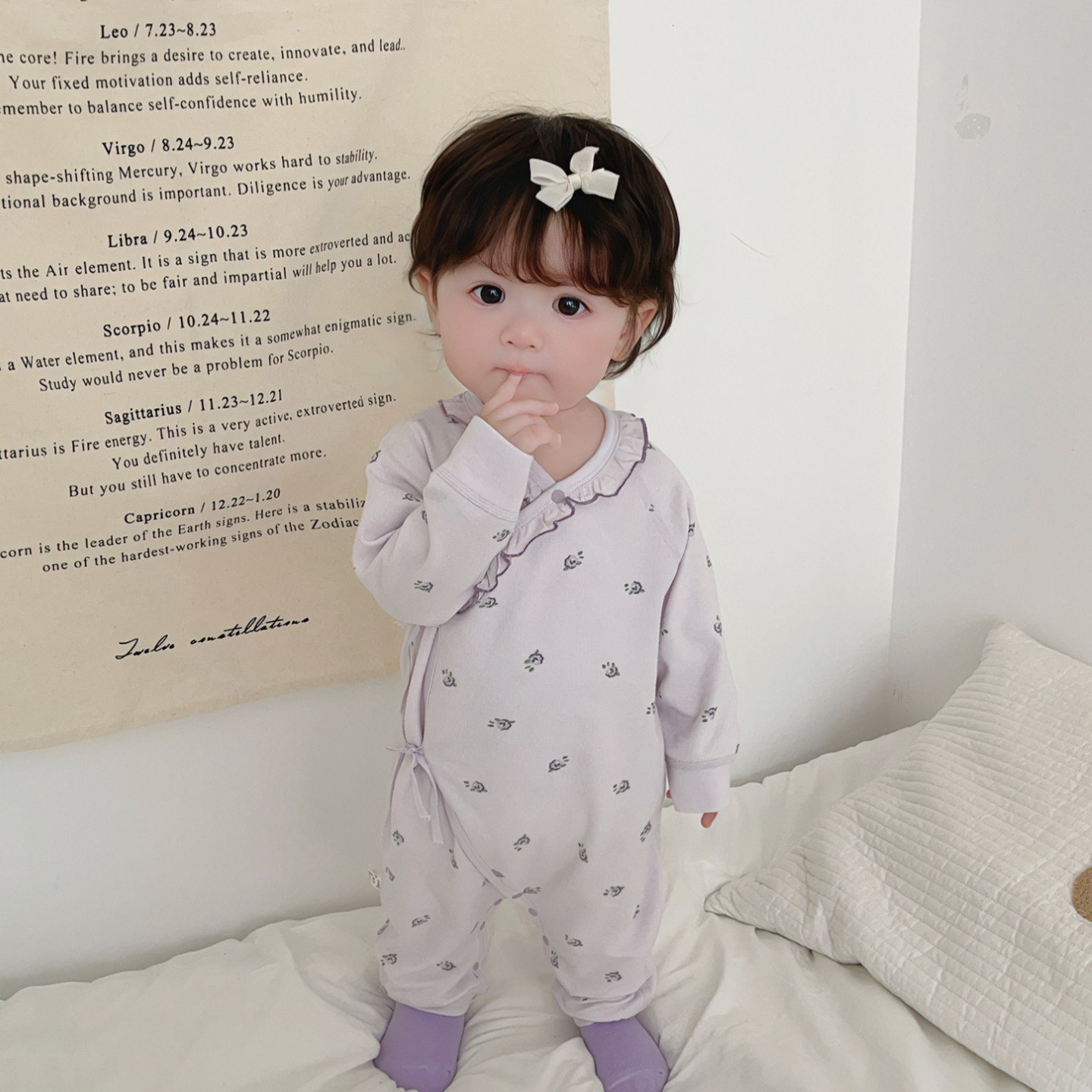 新生儿春秋新款长袖睡衣无骨女宝宝纯棉连体衣哈衣爬服