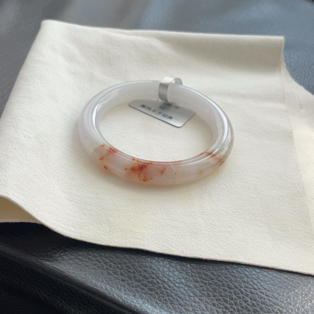 翡翠未镶嵌手镯纹裂52圆条