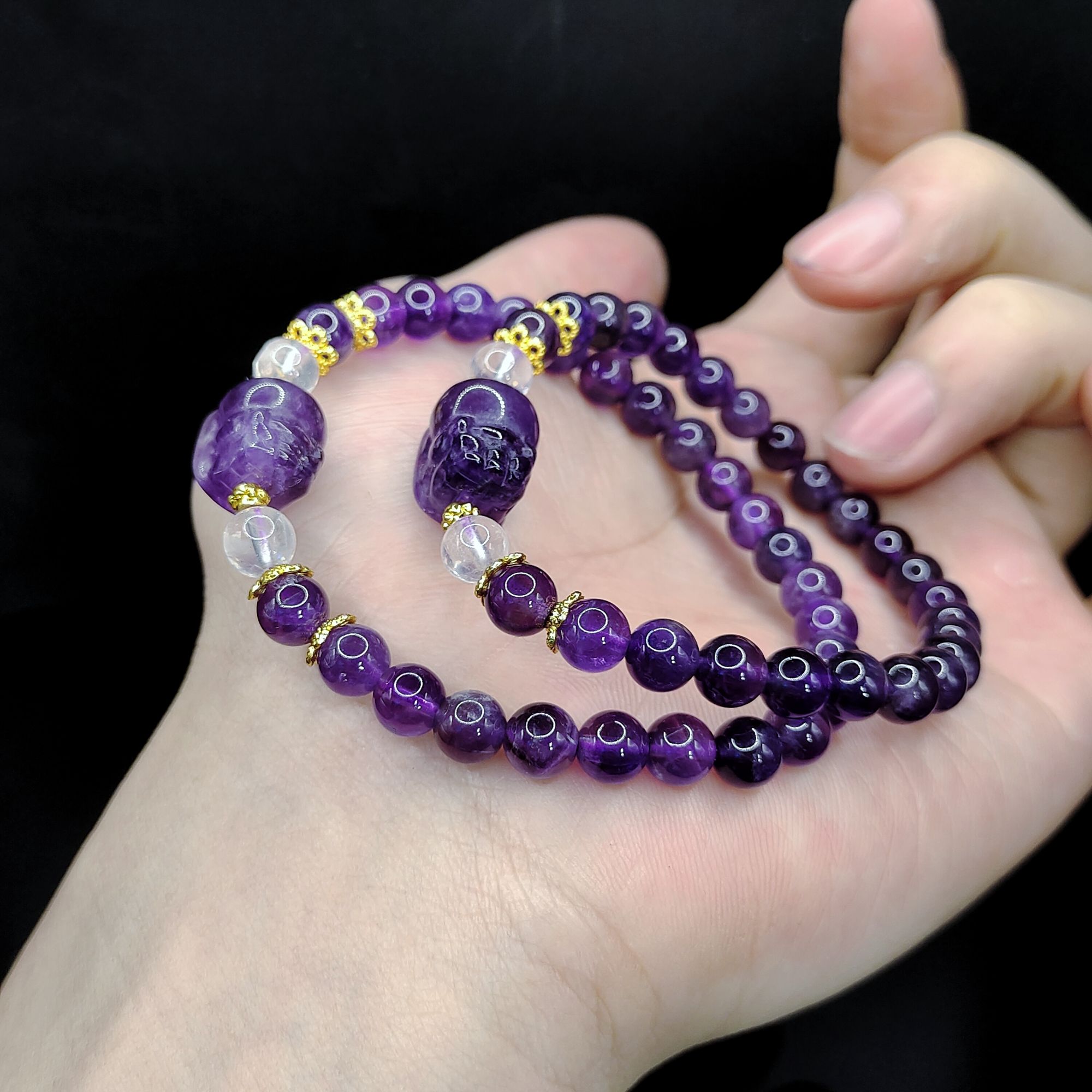 【老三珠宝】紫水晶DIY单圈手串X9【多样性发其一】约6mm