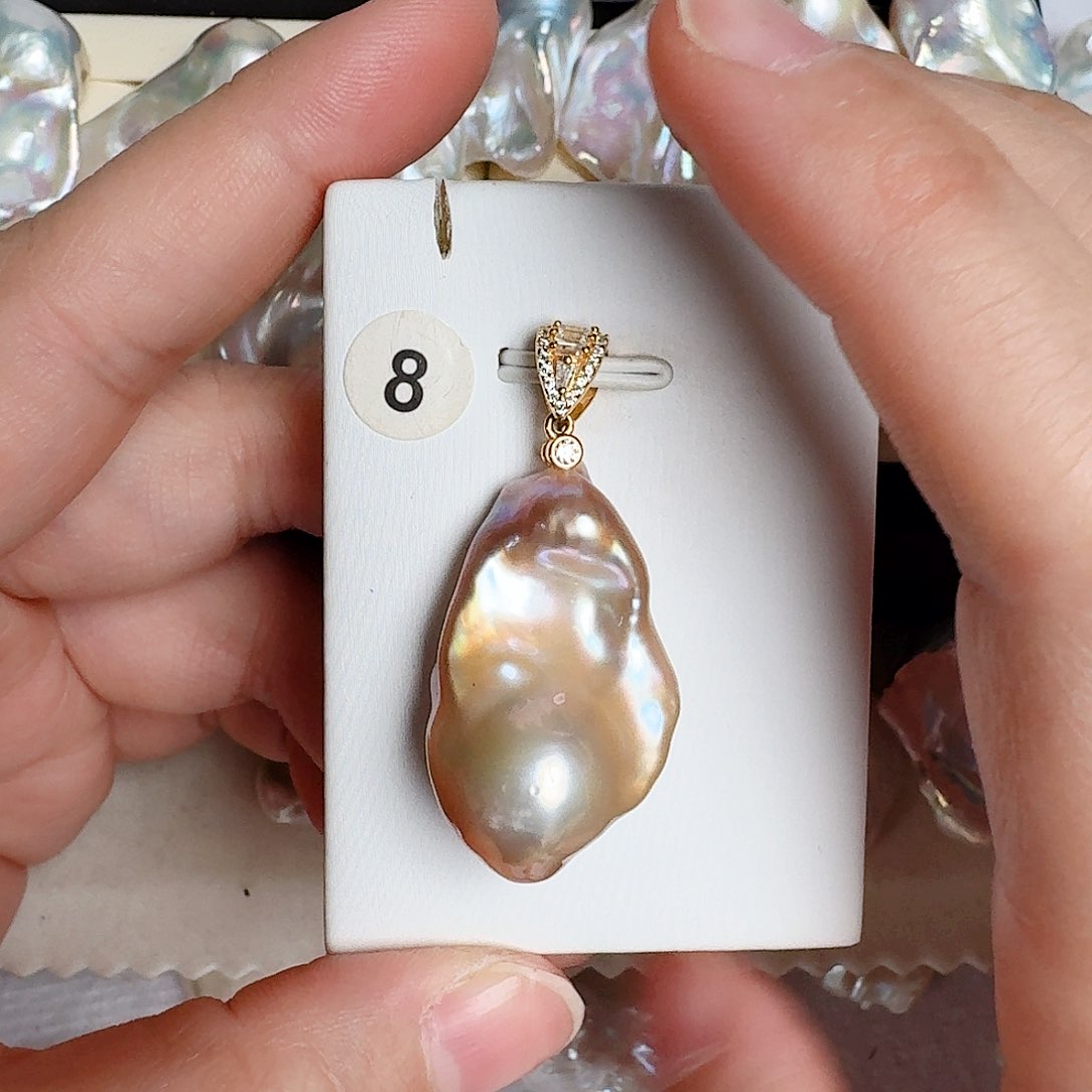 淡水珍珠银S925镶嵌颈饰