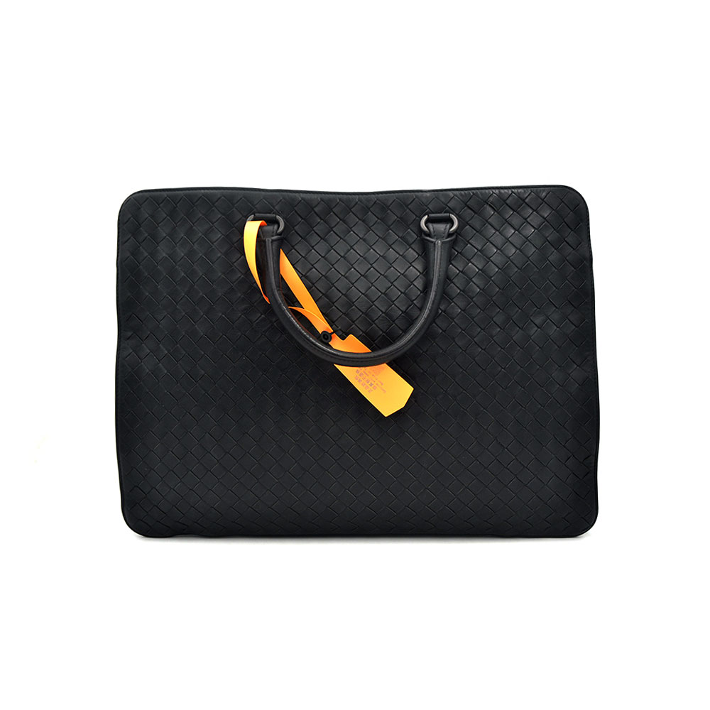 95新 BOTTEGA VENETA/葆蝶家 97新黑银编织男士公文包36*27/29057
