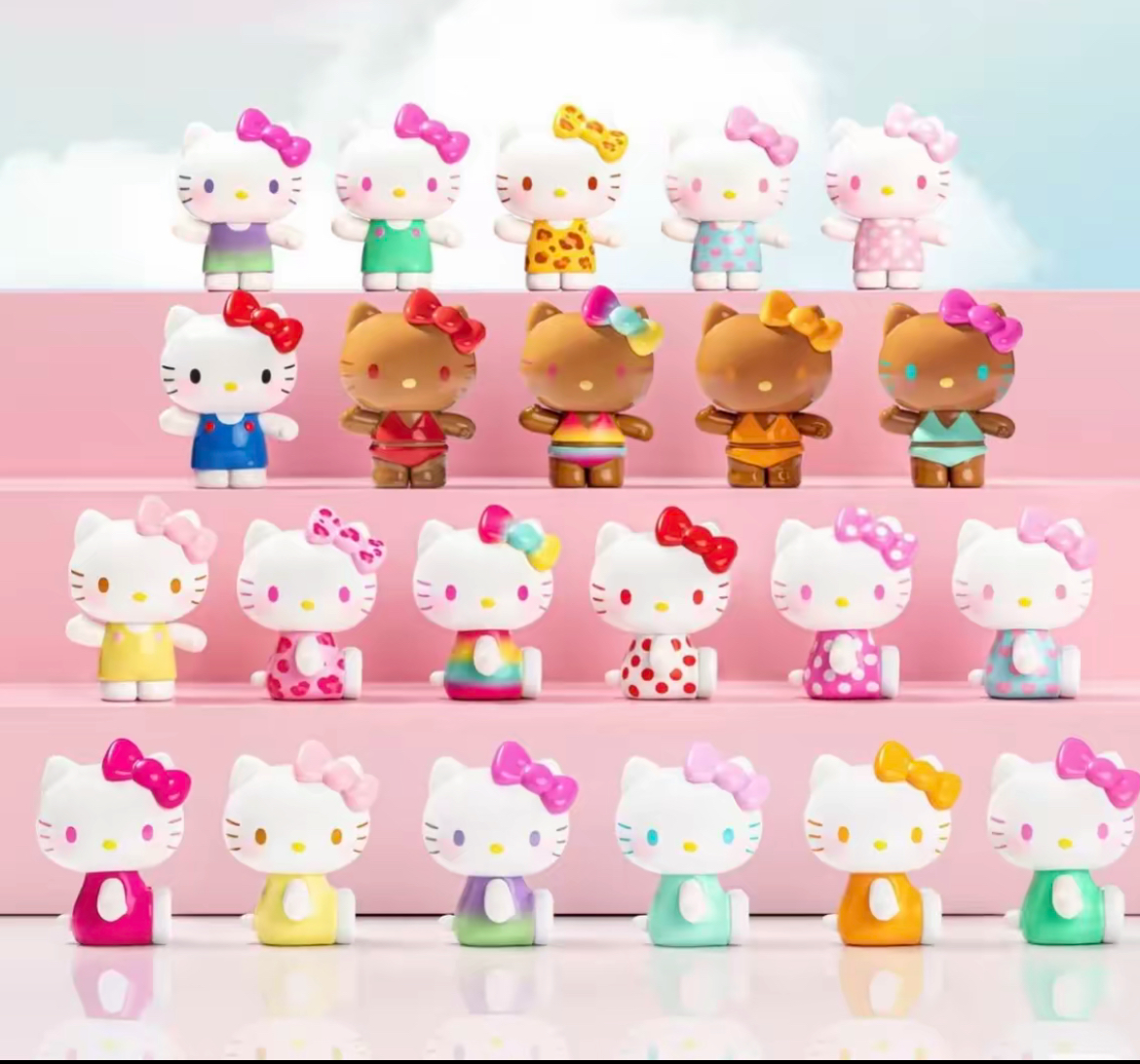 夏日彩虹糖系列萌趣豆盲盒HelloKitty萌粒库洛米摆件美乐蒂礼物女