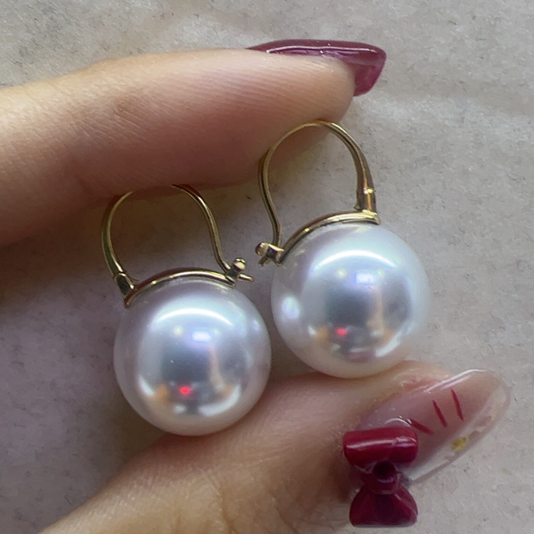 淡水珍珠耳饰18K金镶嵌