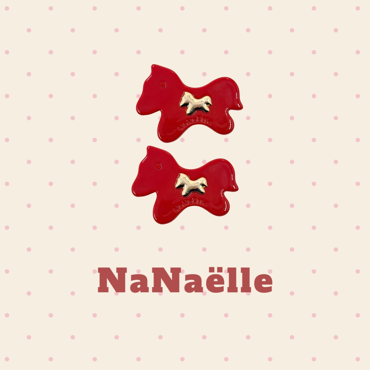 NaNaelle过年氛围感发饰醋酸新年小马边夹 高级感金标侧边刘海夹