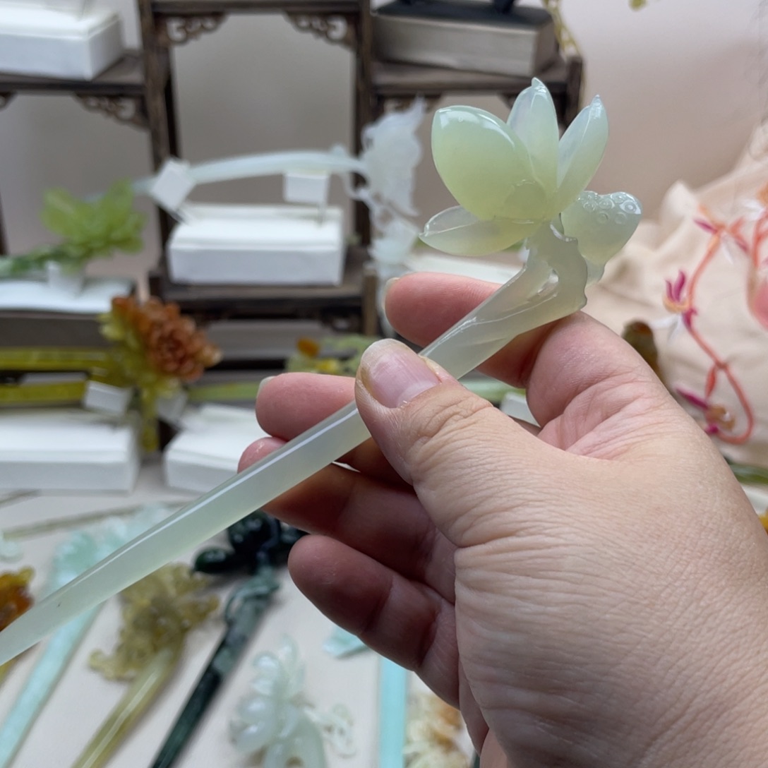 蛇纹石玉合金发饰