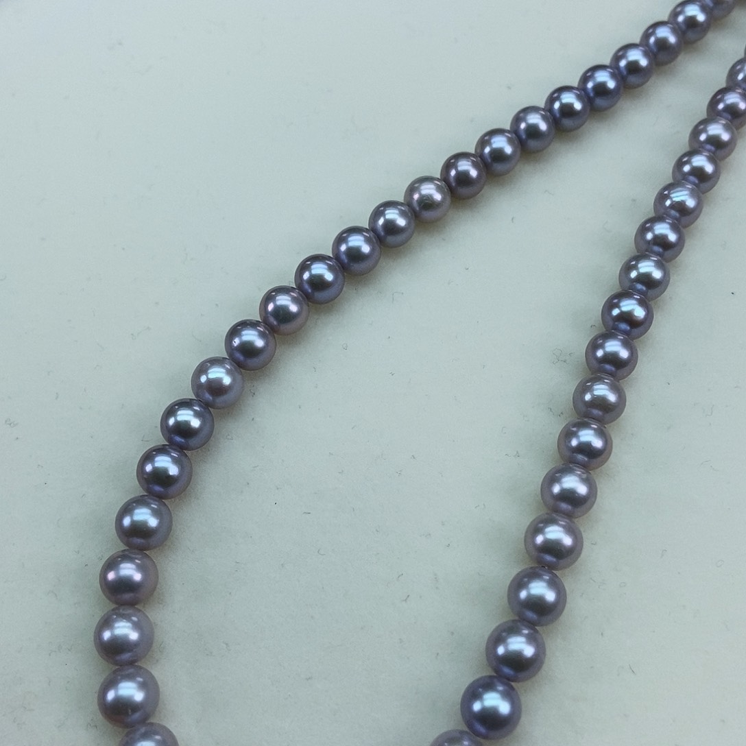 淡水珍珠6/7正圆极光真多麻银S925镶嵌