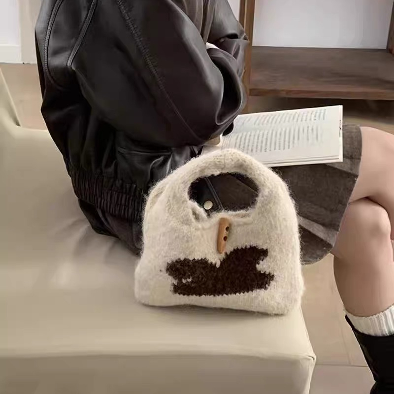 秋冬新款毛绒针织包小包秋冬手提手机可爱毛茸茸手拎冬季毛线包LY