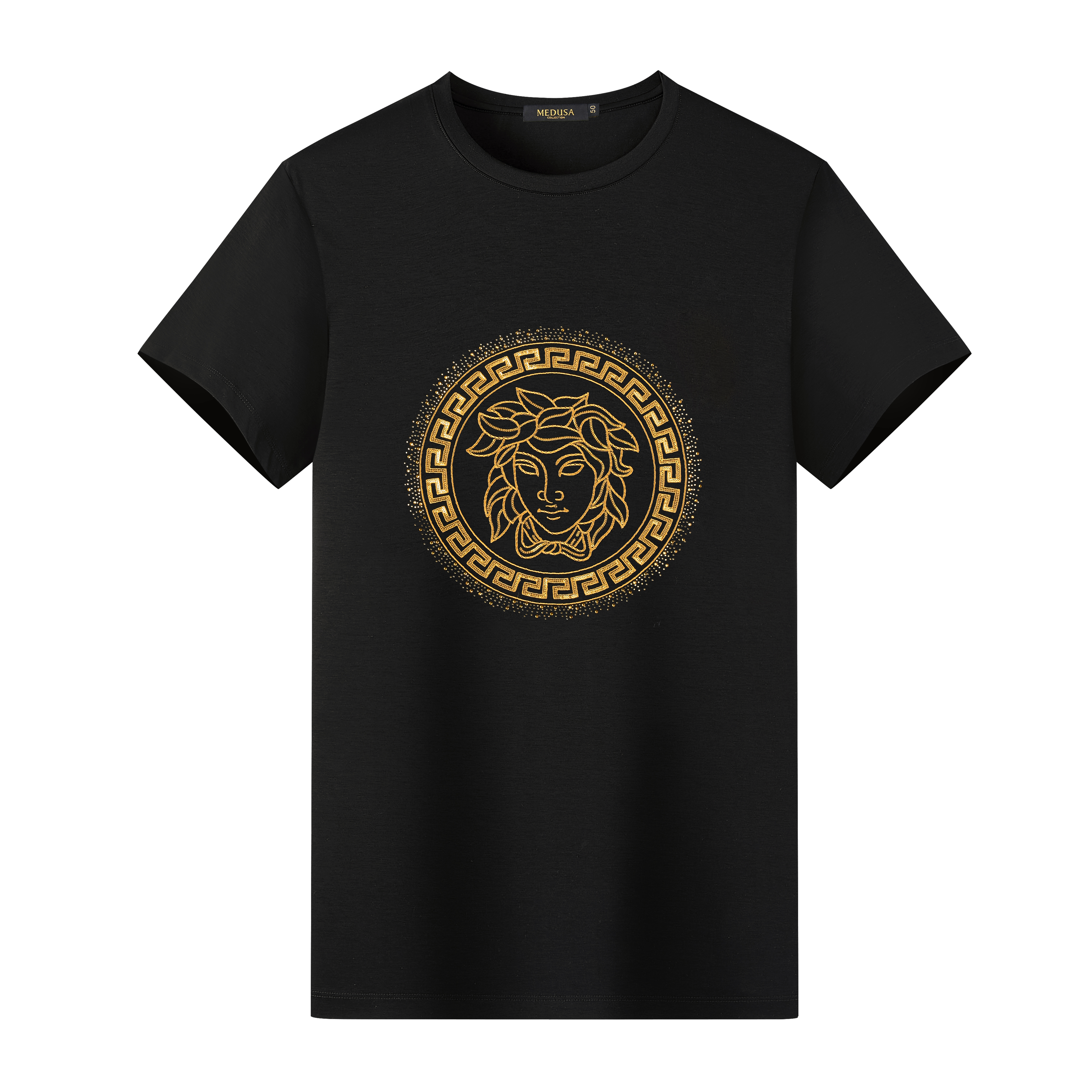 MeduSa/美杜莎t恤男士2025春夏刺绣圆领休闲时尚短袖男大码 52300