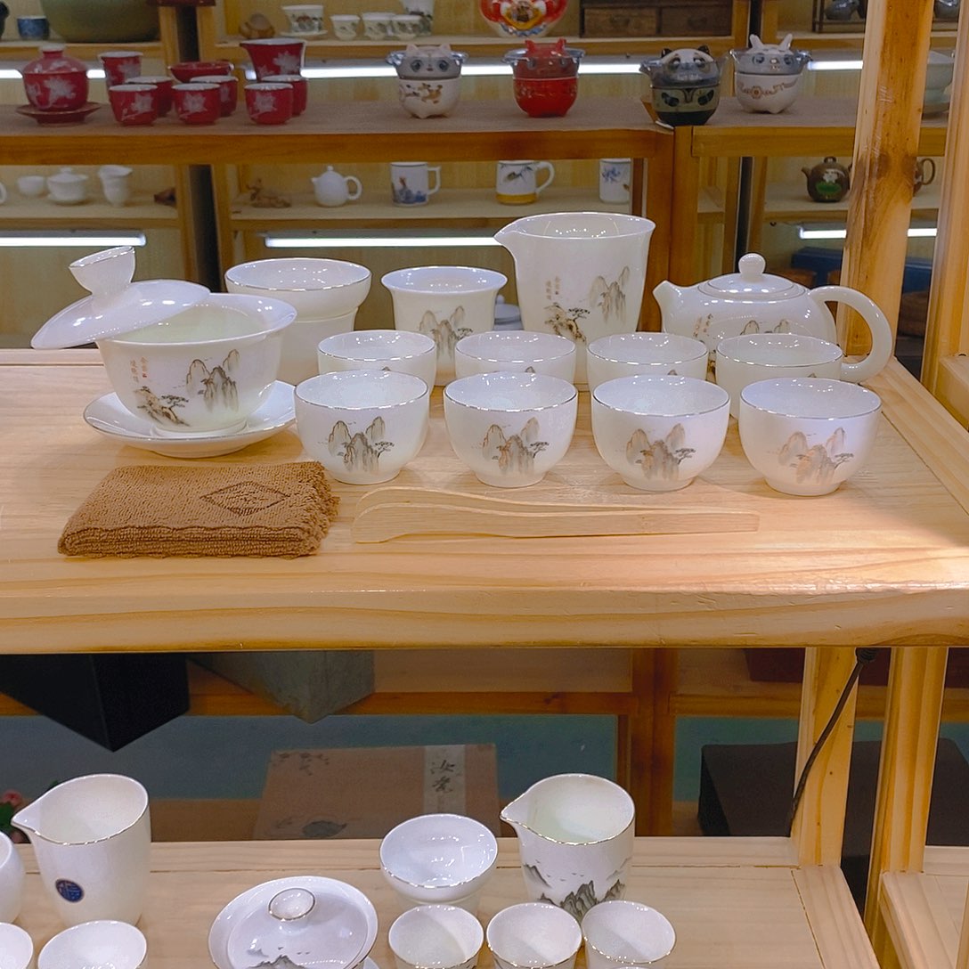 【不止】羊脂玉瓷茶具套装