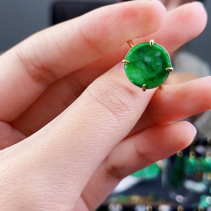 翡翠戒指银S925镶嵌饰品