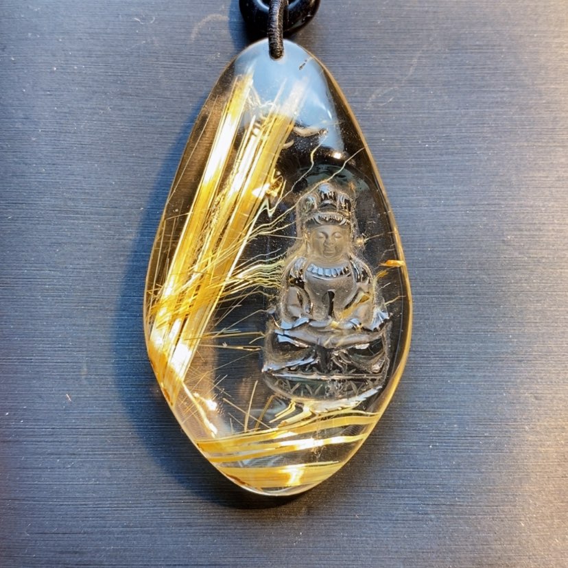 【闪购商品】水晶颈饰未镶嵌天然钛晶坐观音吊坠