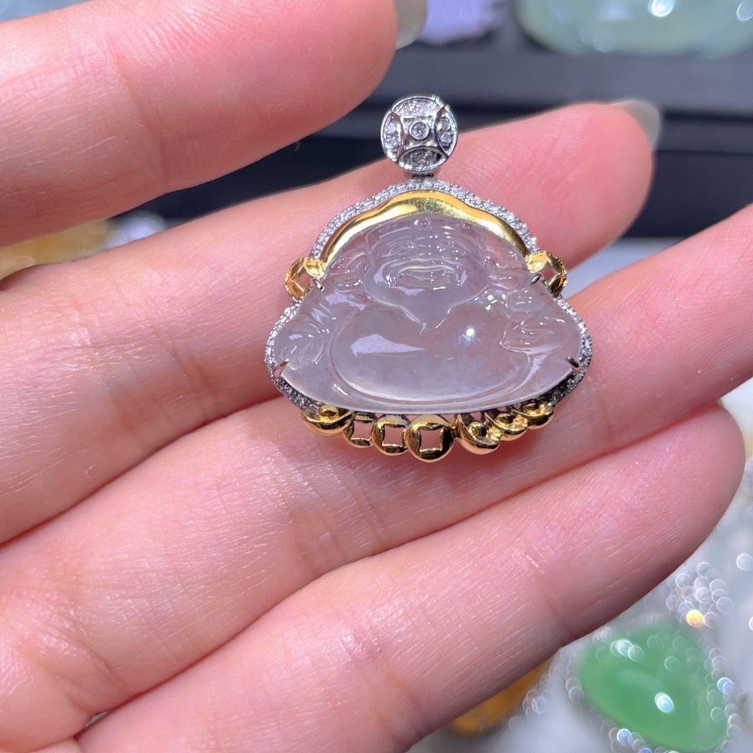 颈饰18K金镶嵌翡翠翡翠