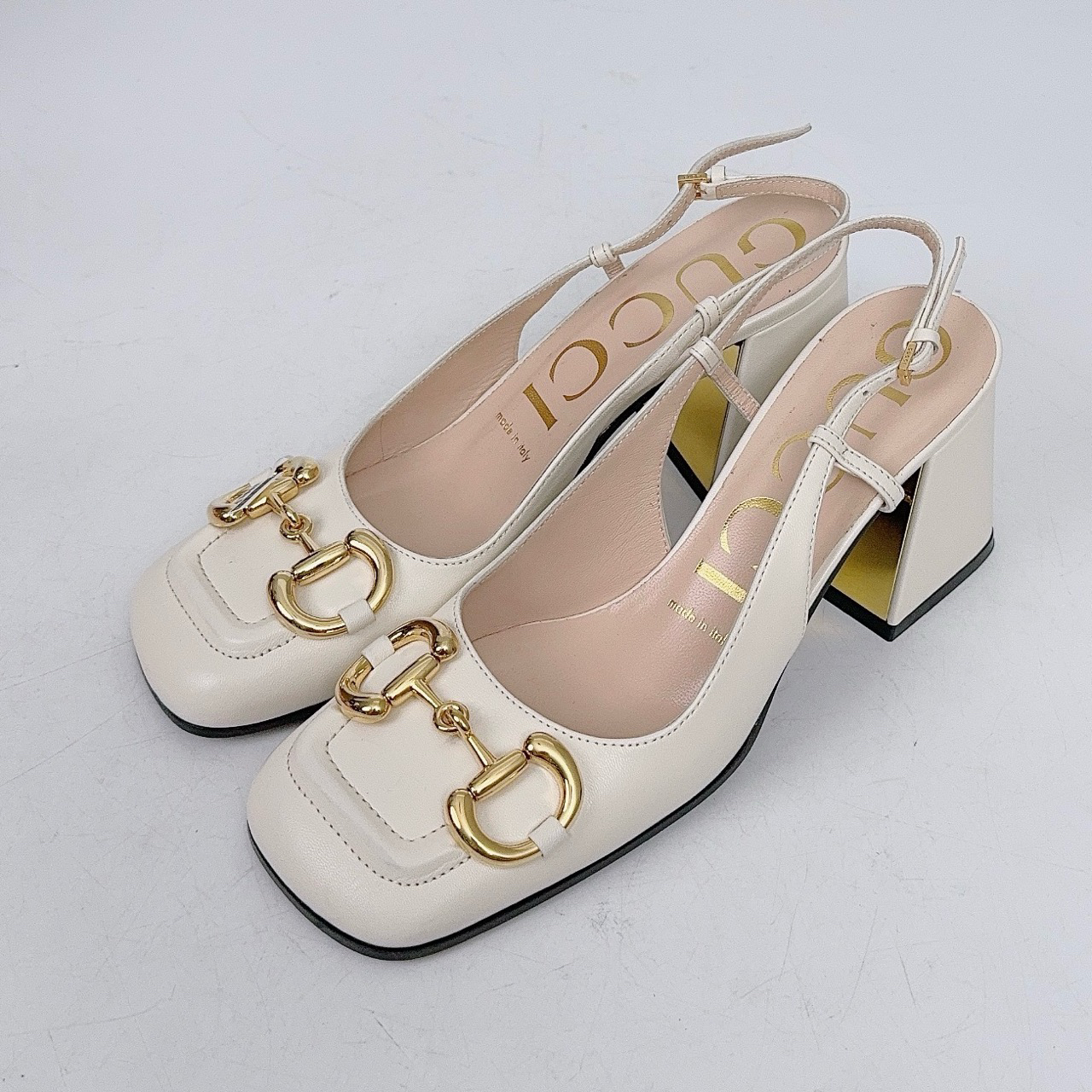 99新 GUCCI/古驰 36码/Gucci/古驰 马衔扣粗跟凉鞋/98新/jm07842
