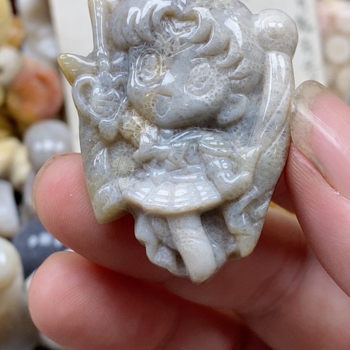 颈饰未镶嵌硅化珊瑚（珊瑚玉）