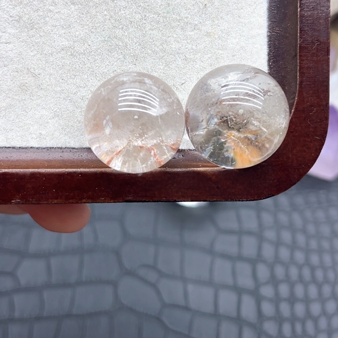 珠宝半成品未镶嵌水晶17 幽灵球两颗22.23mm