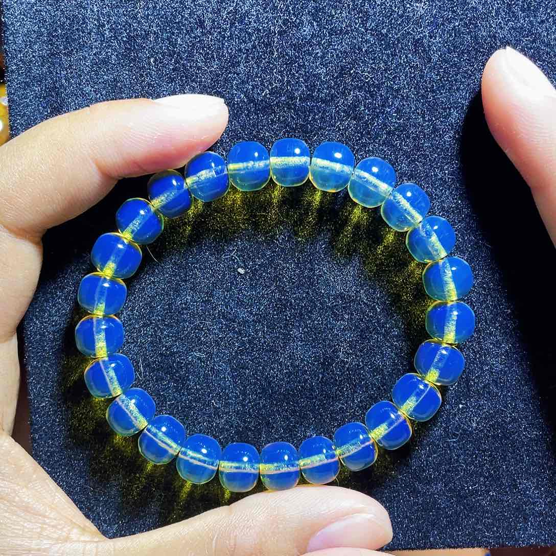 蓝珀裸石未镶嵌精工老型8手串毕业品质