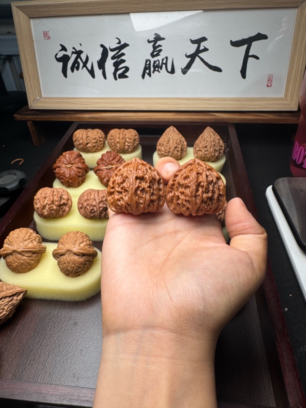 等腰三角白文玩核桃37尺寸精对