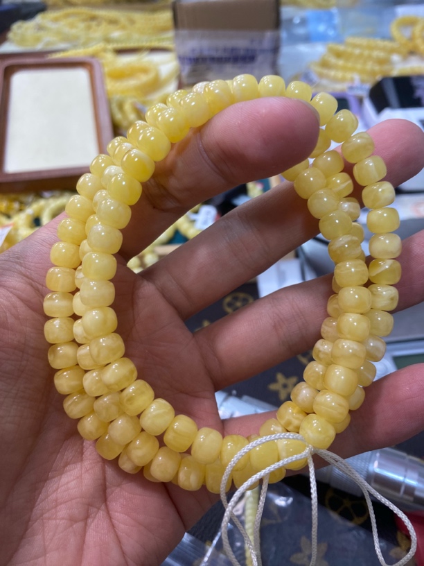 精工7.9mm蜜蜡108佛珠颗虎皮纹俄料原矿多圈手串多用项链三通