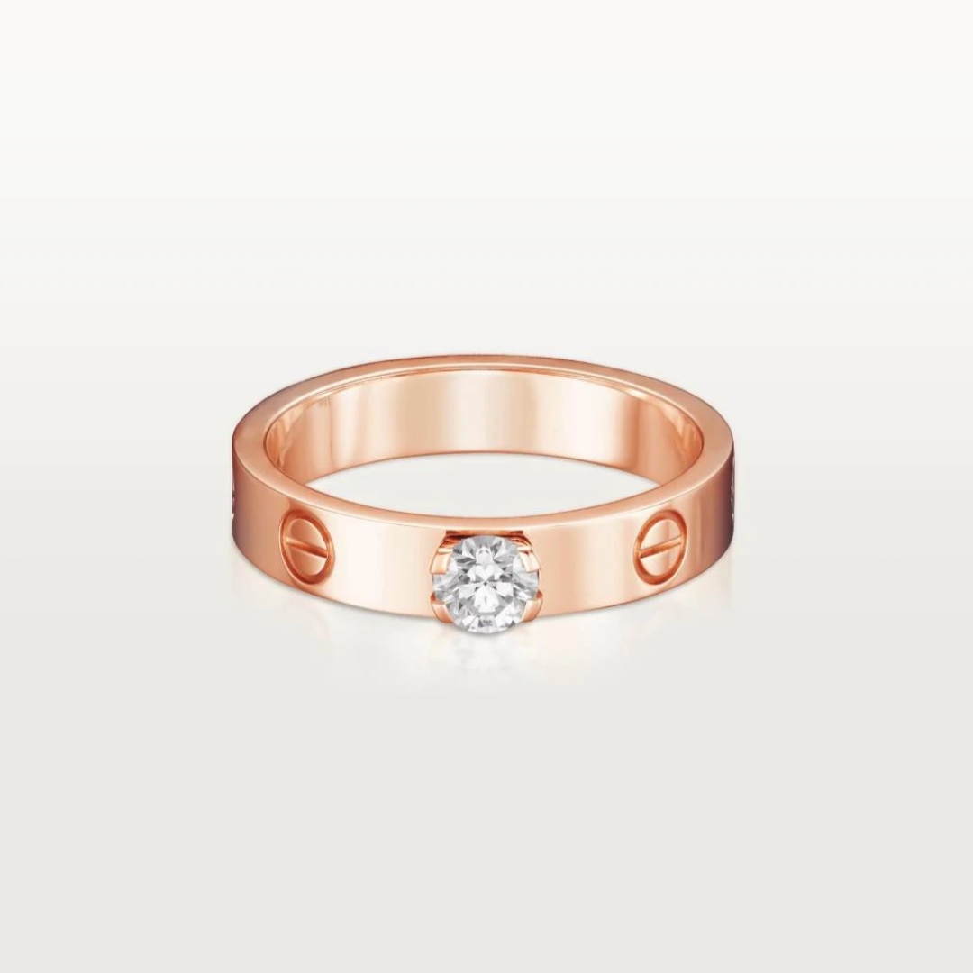 99新 Cartier/卡地亚 LOVE系列大颗钻 玫瑰金色 戒指