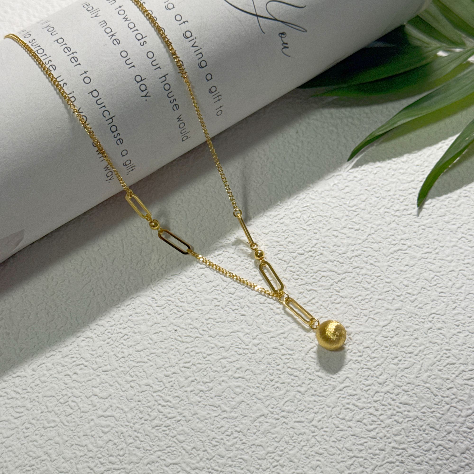 5G工艺【拉丝磨砂小金球黄金项链】足金999