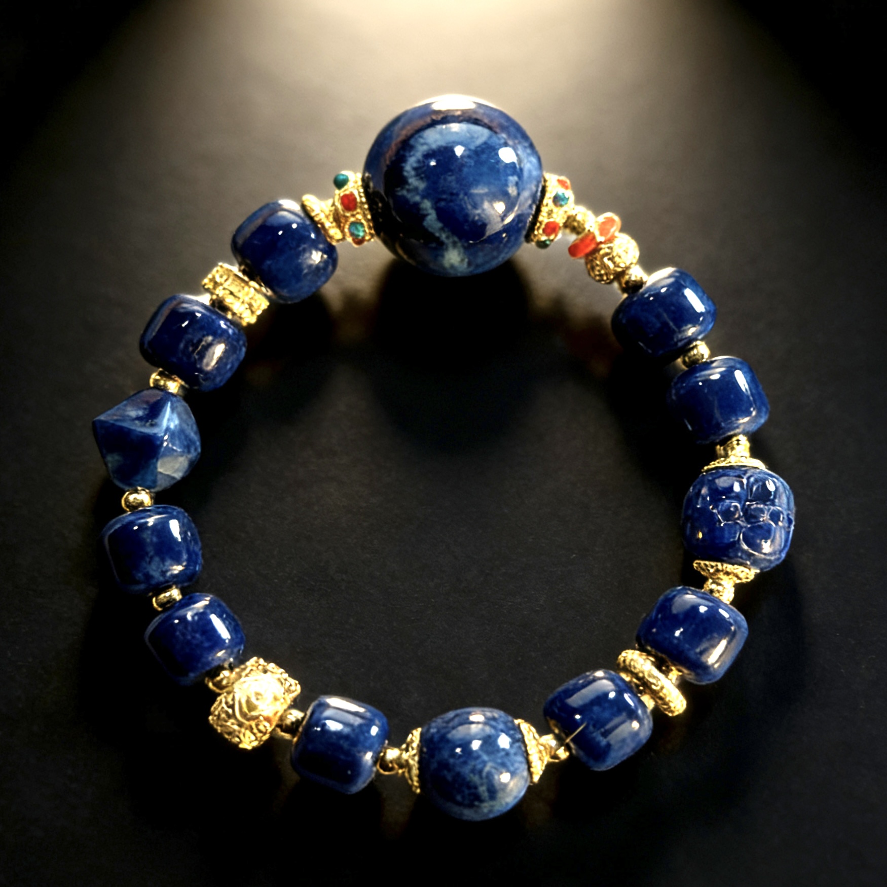 GY1217 大m蓝色设计款手串 多样性发其一