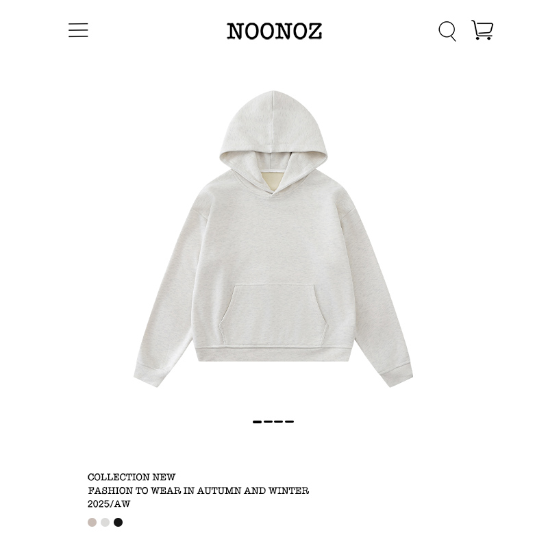 NOONOZ潮牌重磅连帽美式卫衣男女秋冬纯色基础款潮牌百搭休闲帽衫