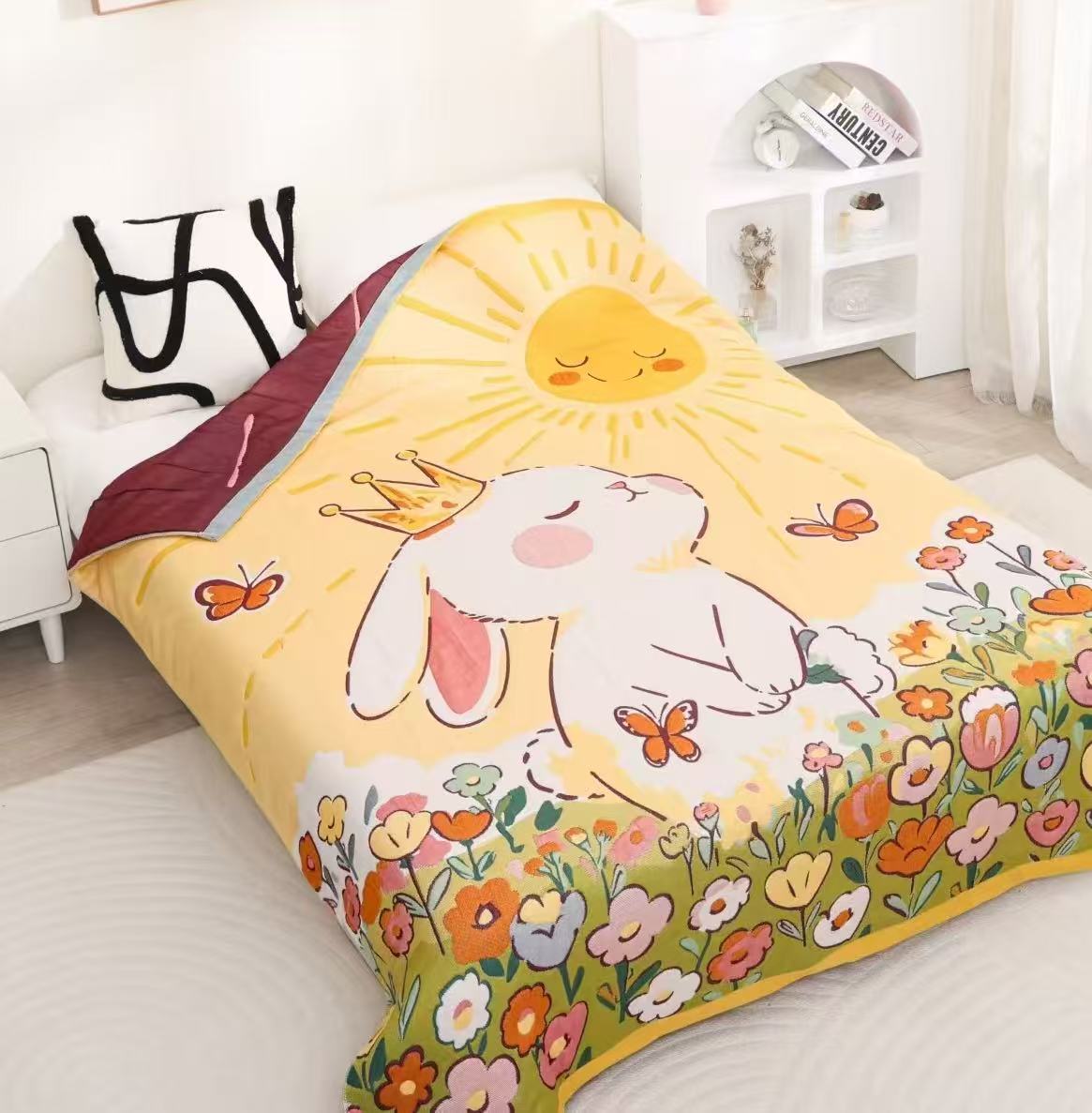 日本が十層の夏の涼のの春秋の綿の萌兔女王 子午睡盖毯毛巾被纱布