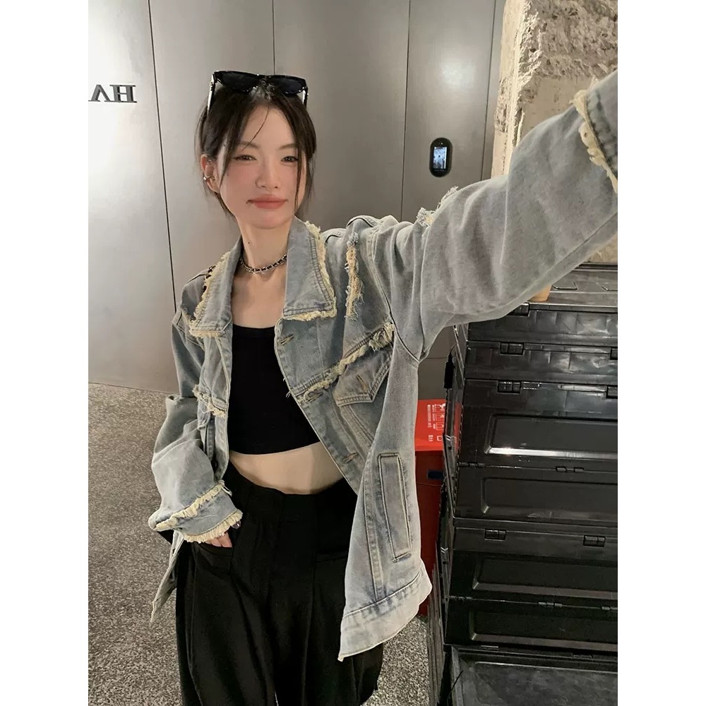 【现货】XQ2612秋季新款小众宽松百搭重工艺大码女装