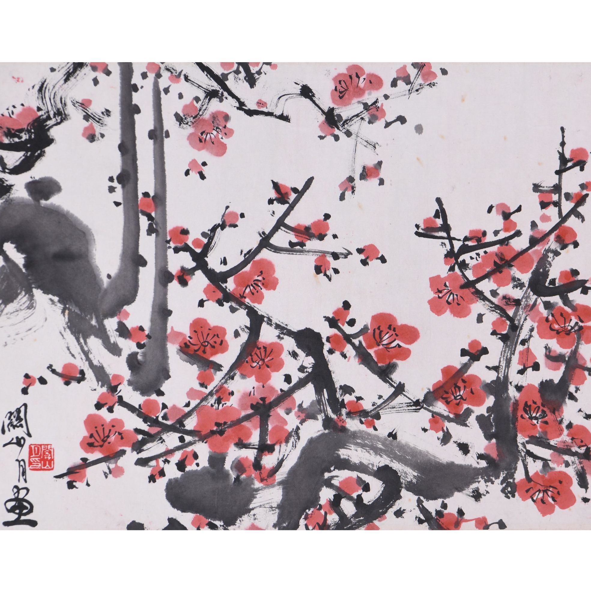 LOT.003【红梅】纸本镜片B0502-286预展手绘专场