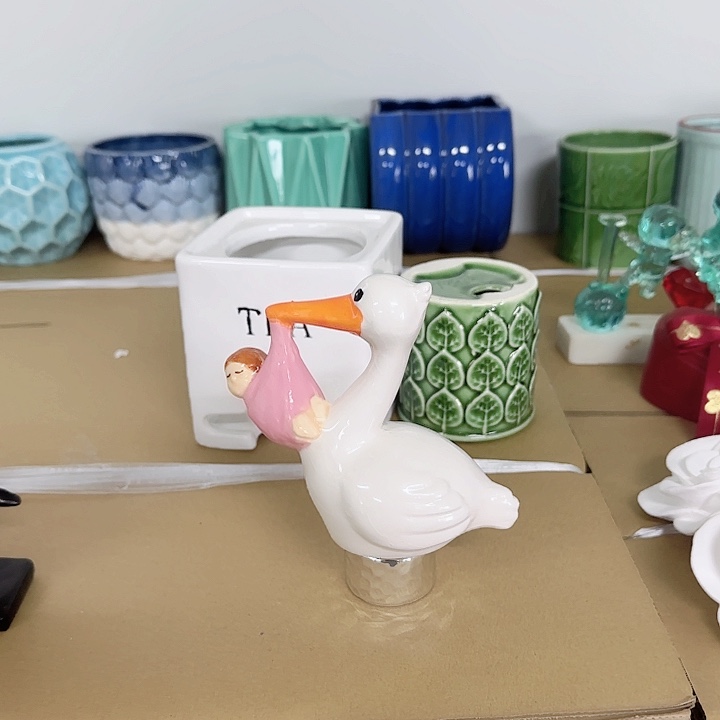 软陶陶瓷12公分小鸟叼小孩