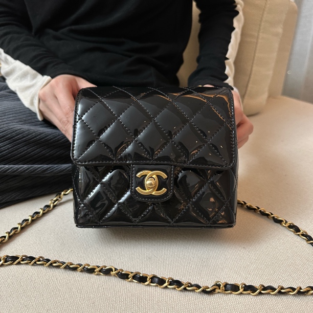 95新 Chanel/香奈儿 上海包展/漆皮方胖子包/成色直播间为准