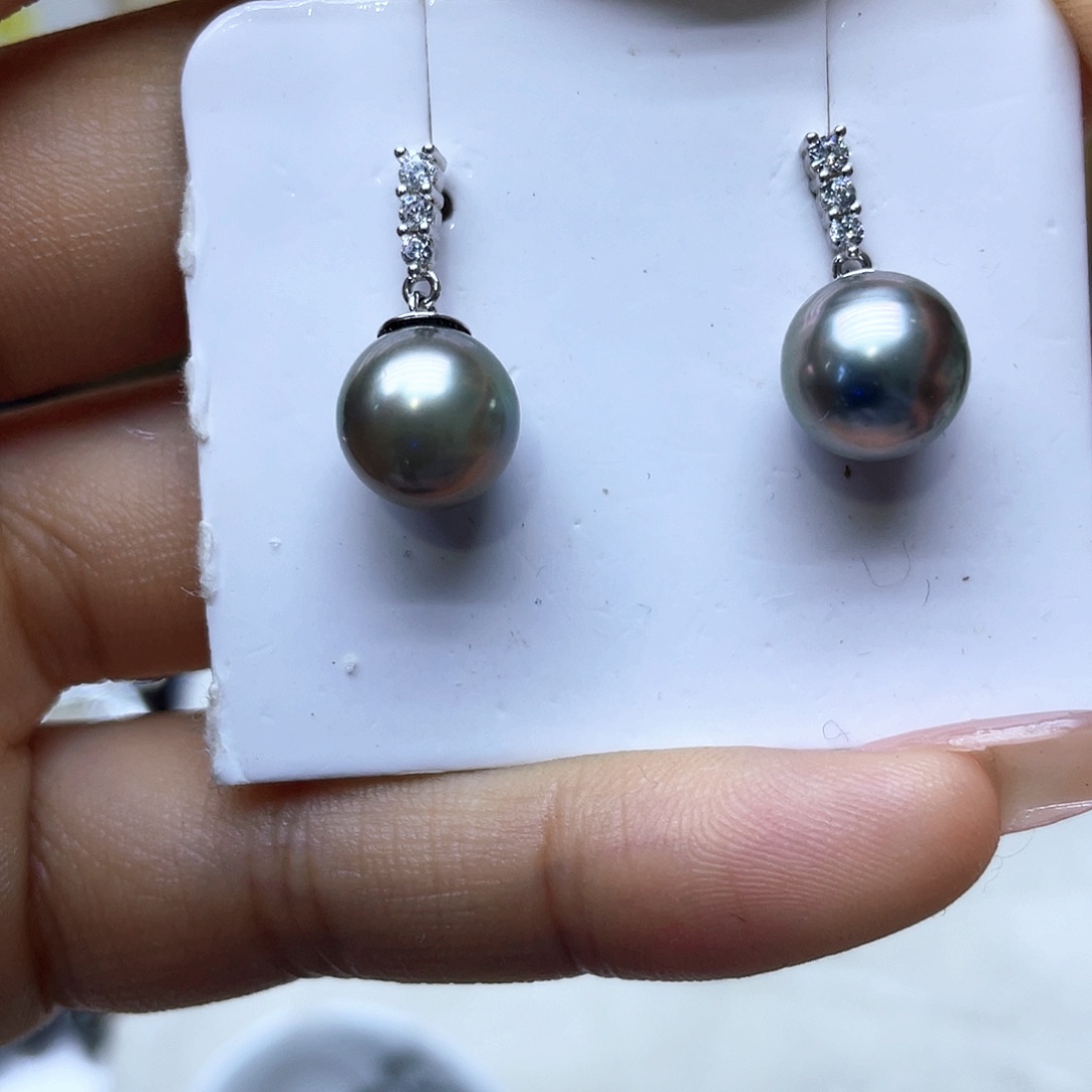 海水珍珠耳饰银S925镶嵌