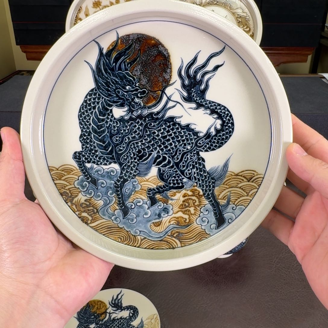 瓷片麒麟望月壶承元经秘旨