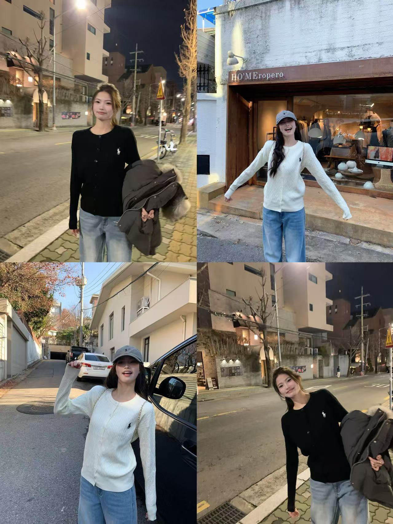 多色小马针织落肩开衫百搭A03