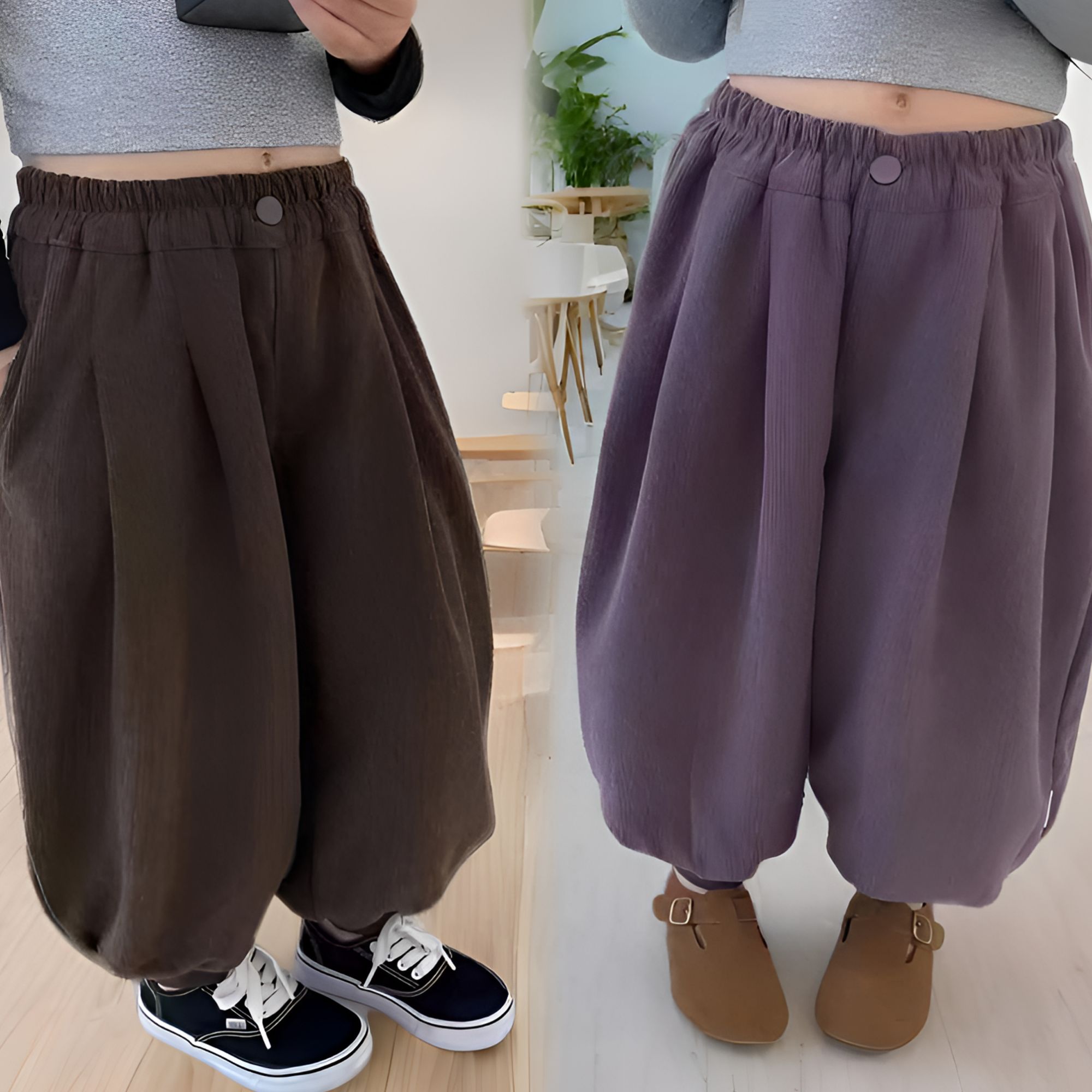 儿童木棉绒裤子春秋新款男女童灯笼裤子秋款韩版宽松百搭休闲裤