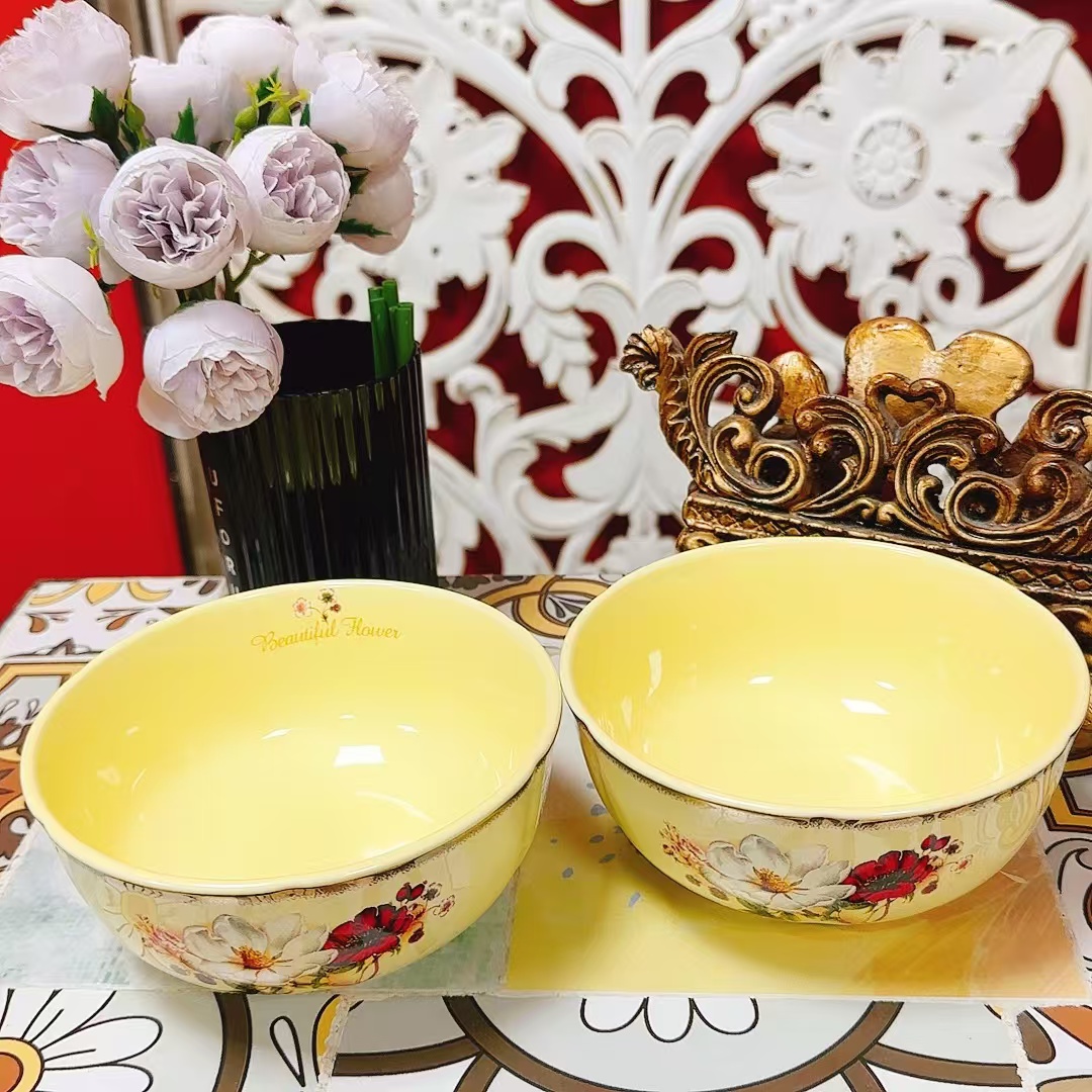 S53陶瓷小碗5英寸防烫碗欧式瓷碗面碗米饭碗两个装