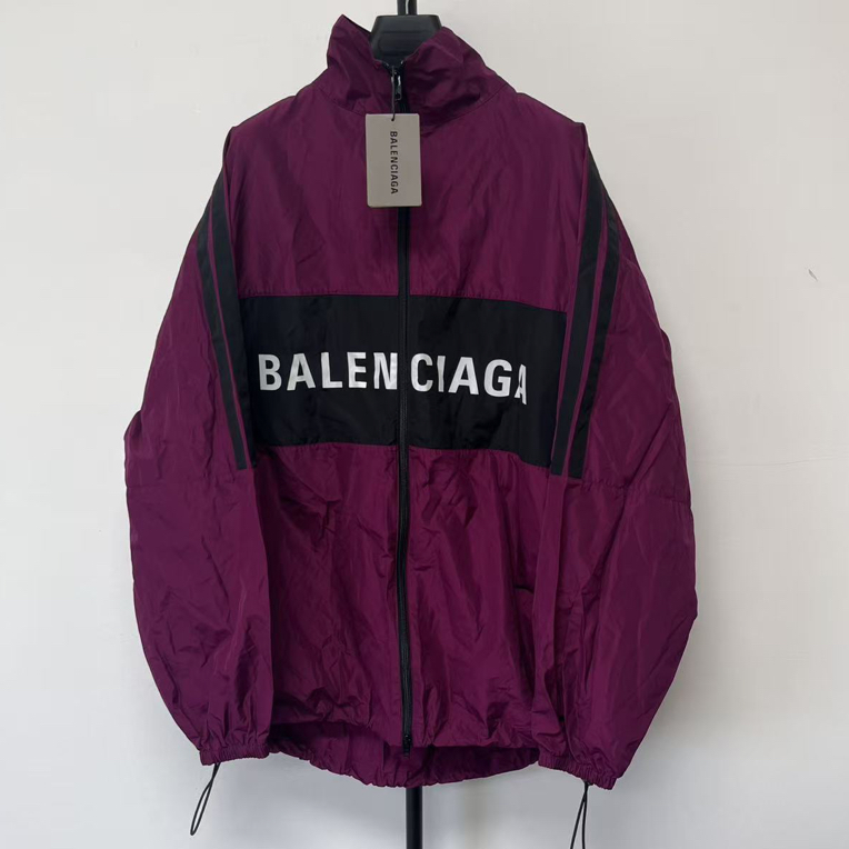 未使用 Balenciaga/巴黎世家 Logo字母拼色运动夹克外套 02298