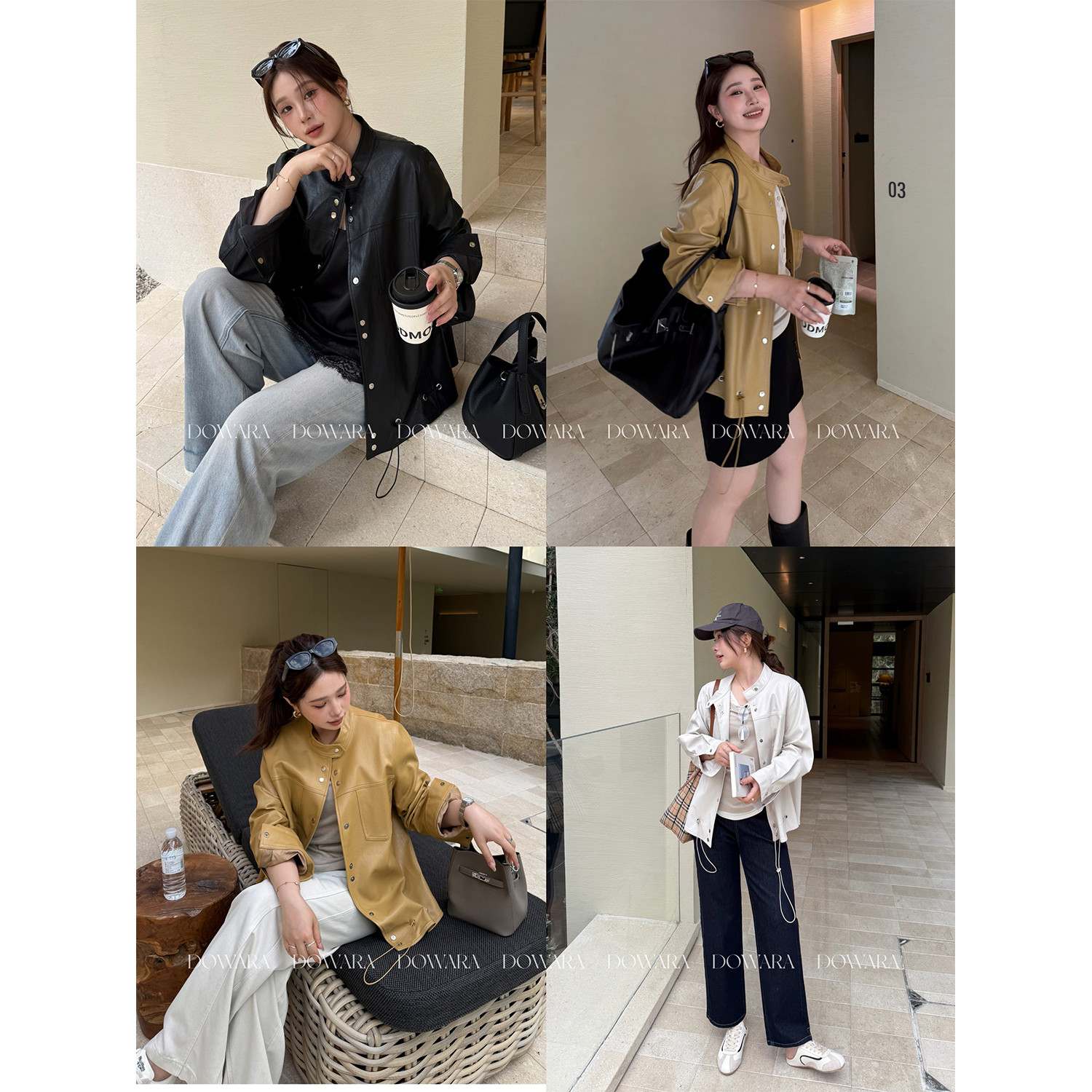 3187D大婉酱微胖定制【沙丘行者】设计感下摆抽绳皮衣外套上衣
