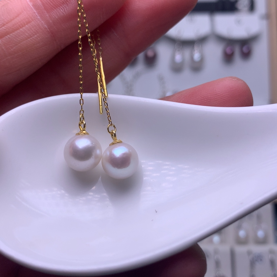 银S925镶嵌耳饰淡水珍珠