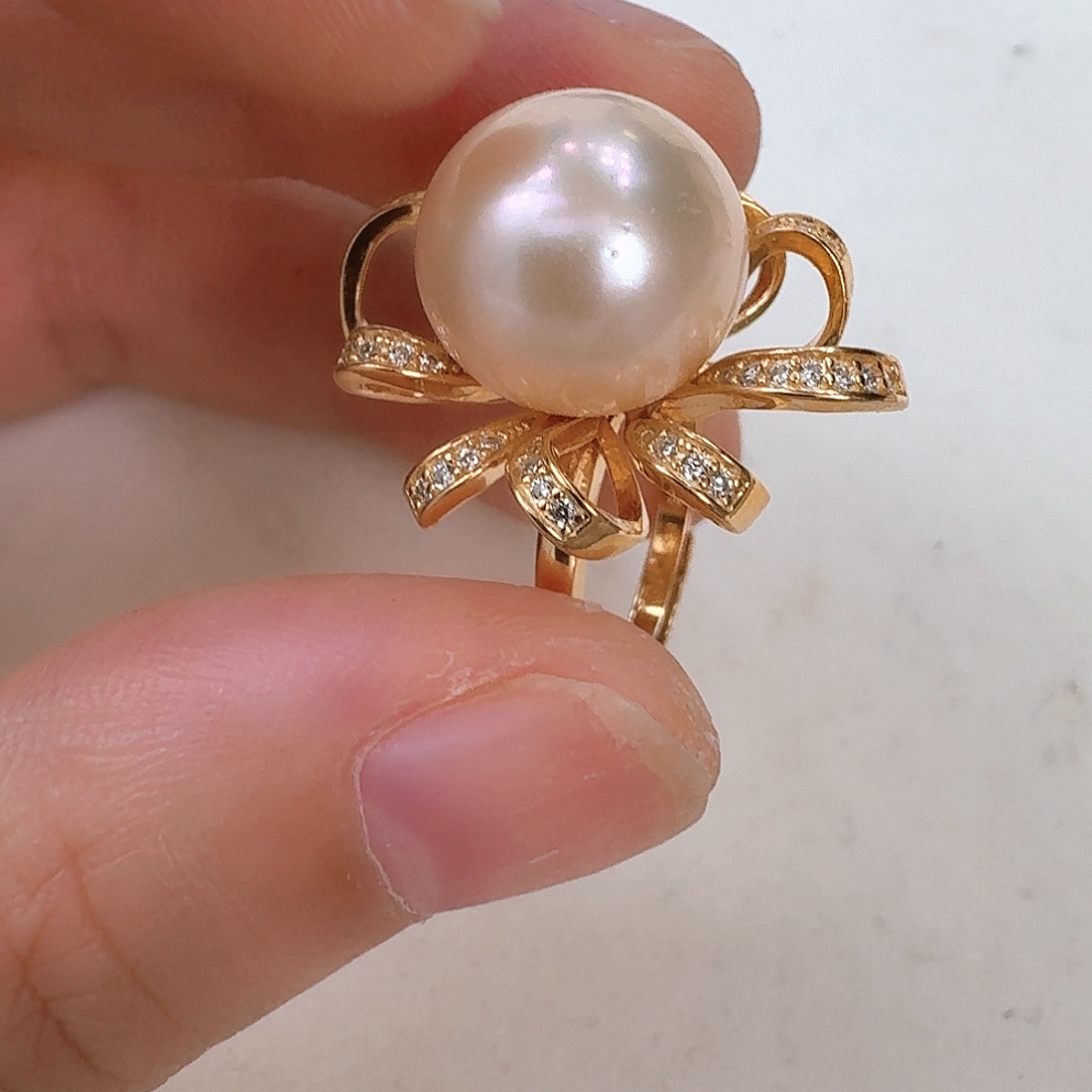 戒指银S925镶嵌淡水珍珠