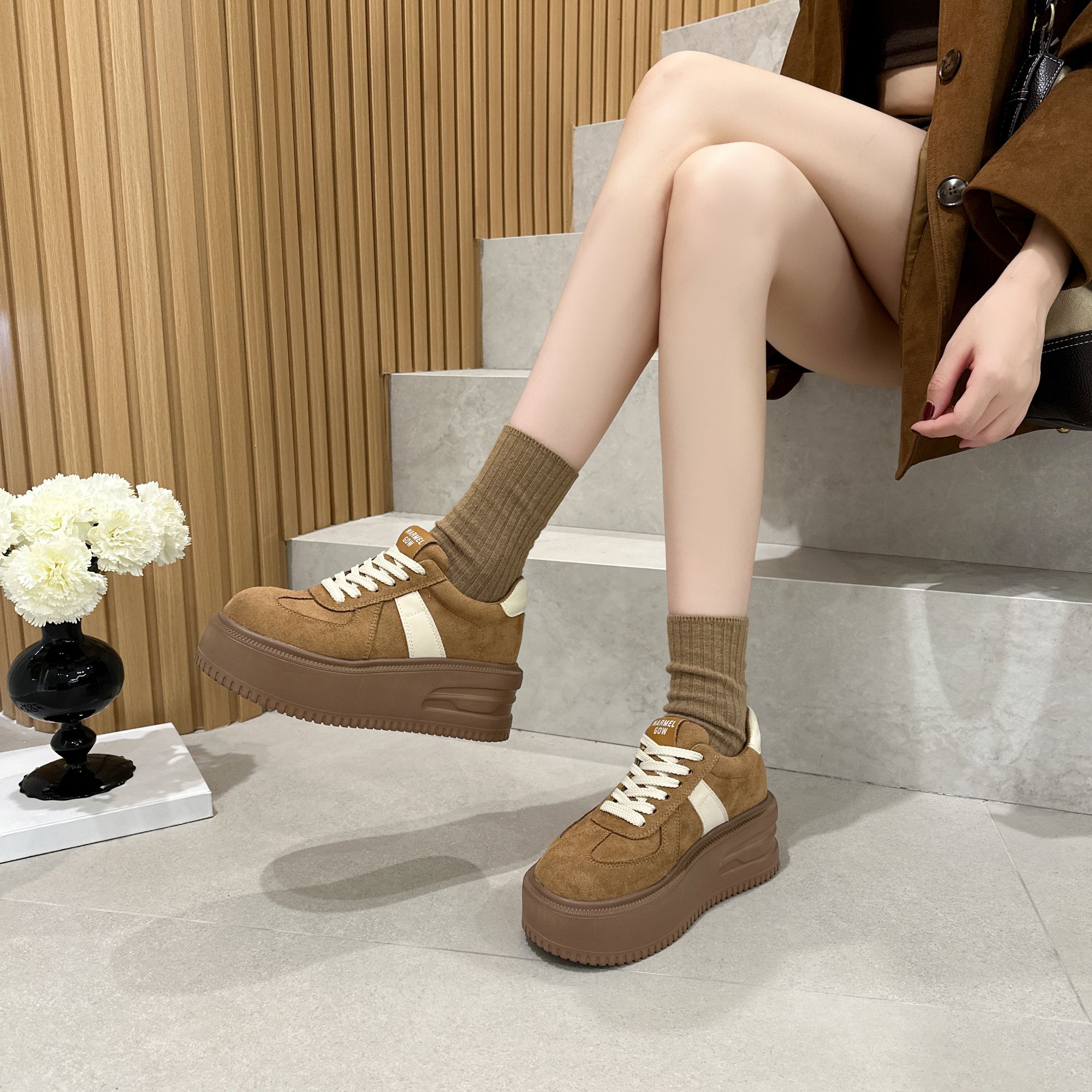 小个子小码女鞋2025秋冬加绒新款厚底增高棉鞋女通勤乐福鞋313233