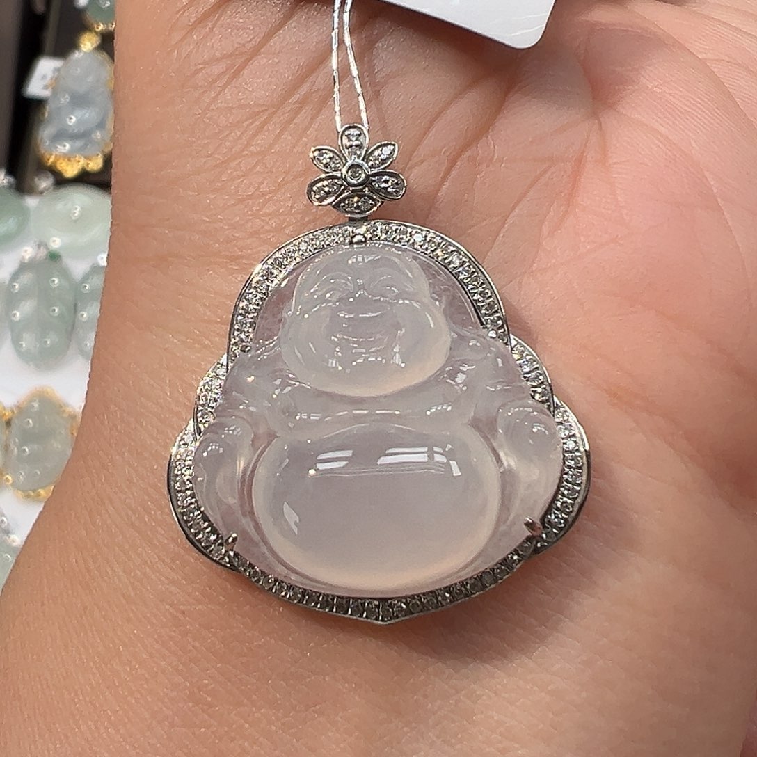 翡翠18K金镶嵌吊坠(不含链)佛公