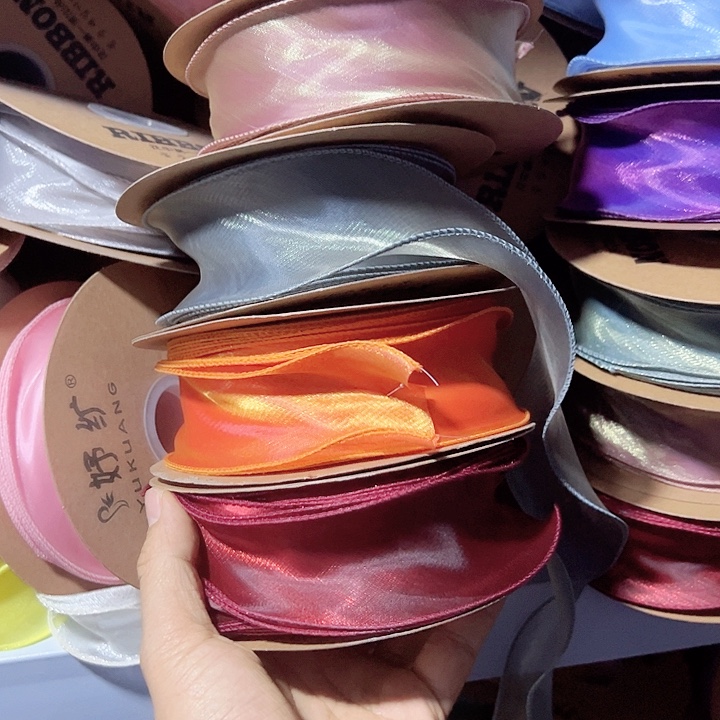 5.5的韩纱拷边酒红深橘色灰蓝色豆沙色各25码材料