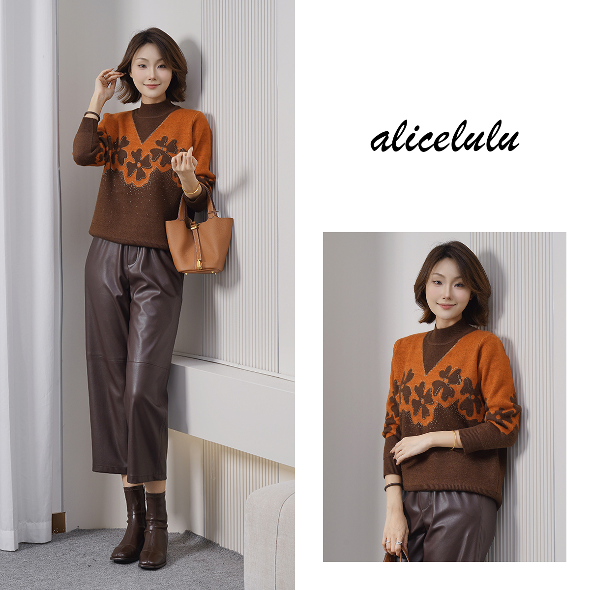 alicelulu菱花幻想.洋气针织衫优雅烫钻S2145529U