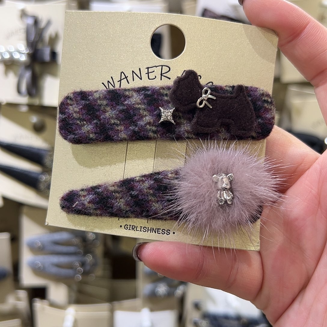 布艺非金属小狗毛毛拜拜夹